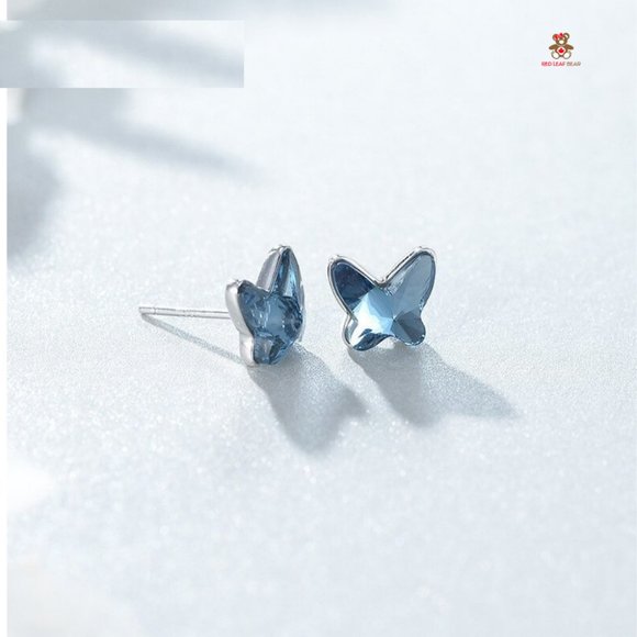 Sterling Silver Swarovsk Crystal Butterfly Studs. - Picture 3 of 5